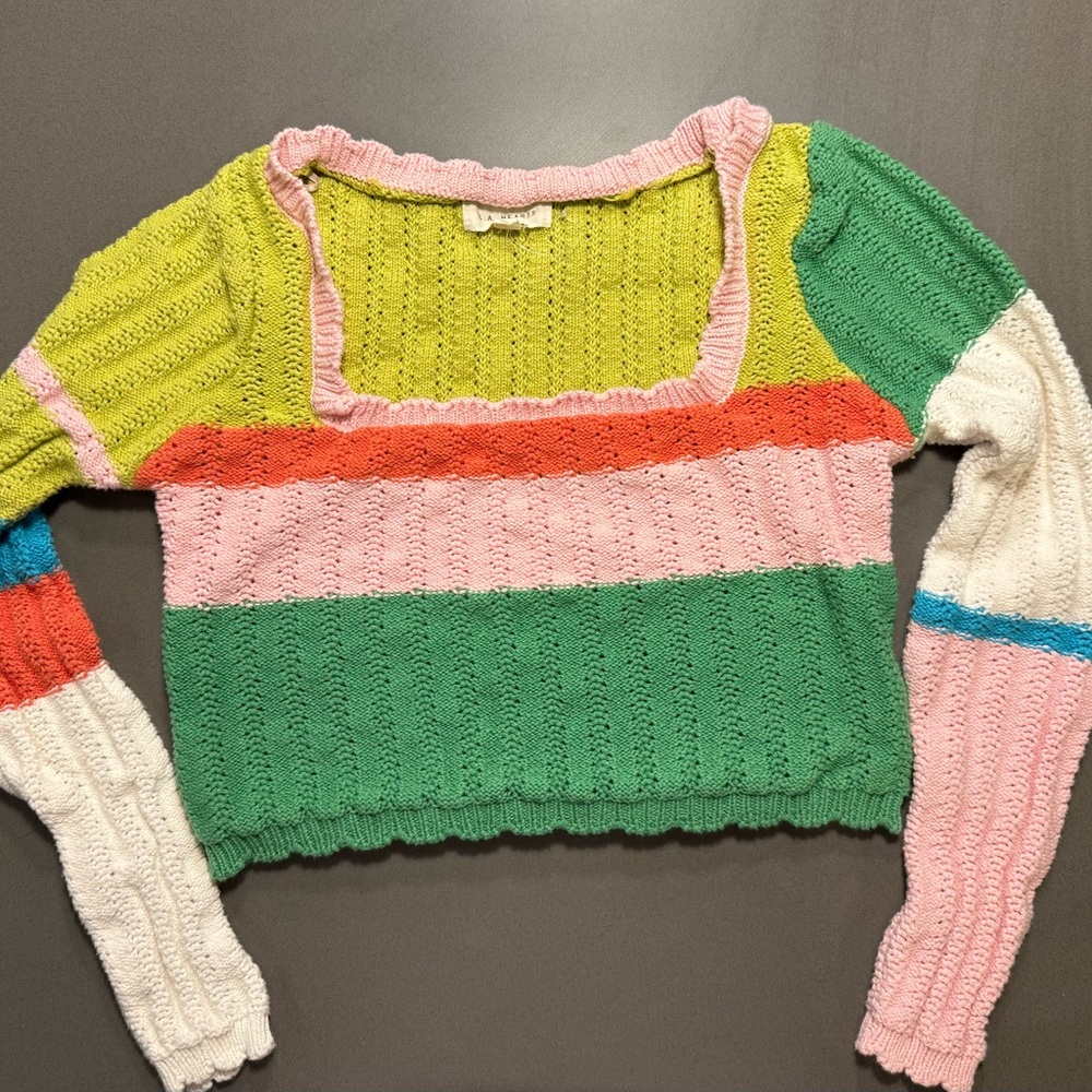 La Hearts Multicolor Knit Sweatshirt